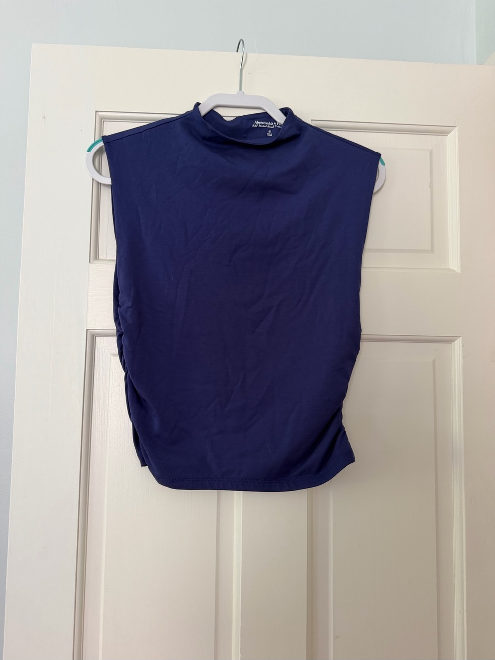 Abercrombie & Fitch Sleeveless Mock Neck Top in Navy